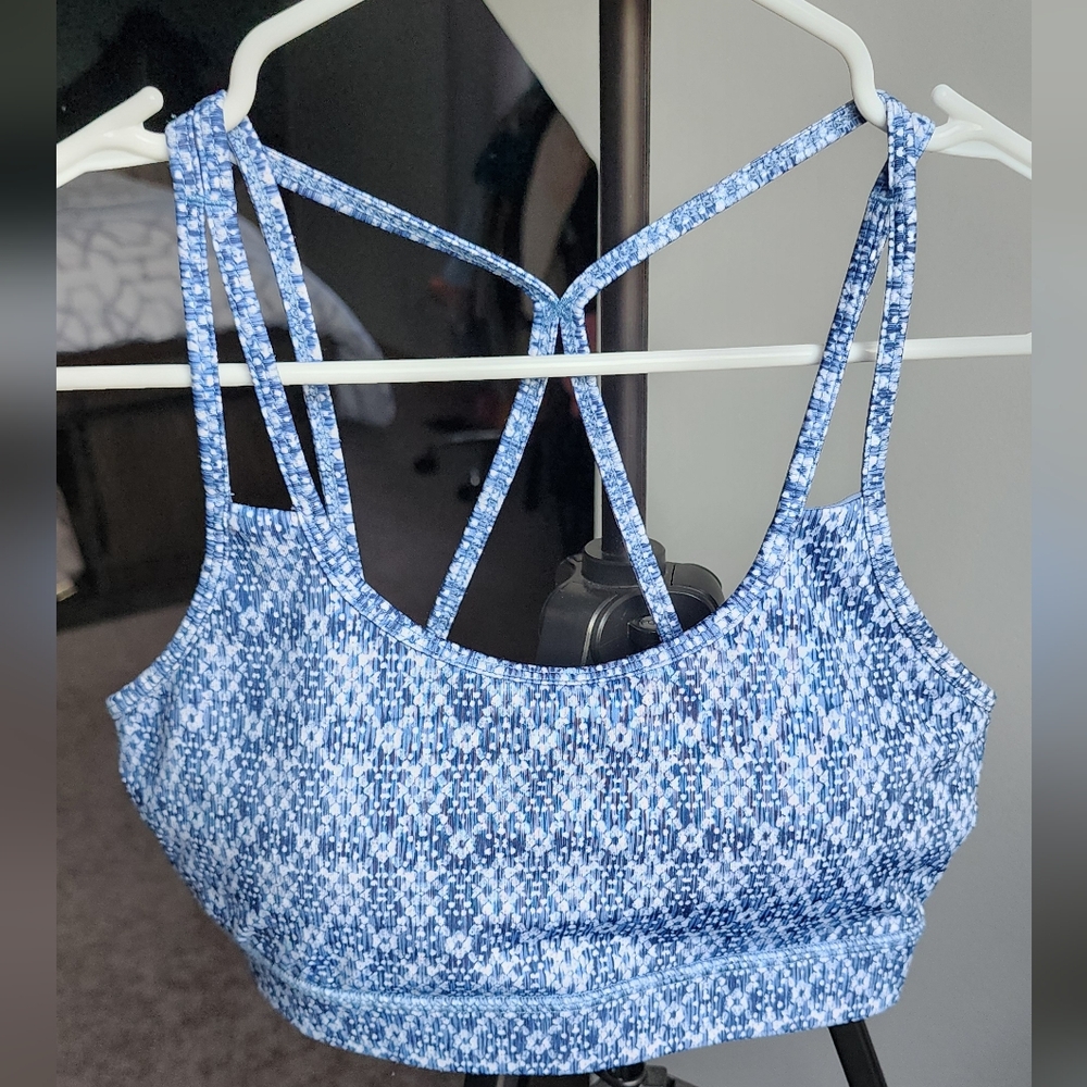 Gaiam Blue Patterned Strappy Sports Bra